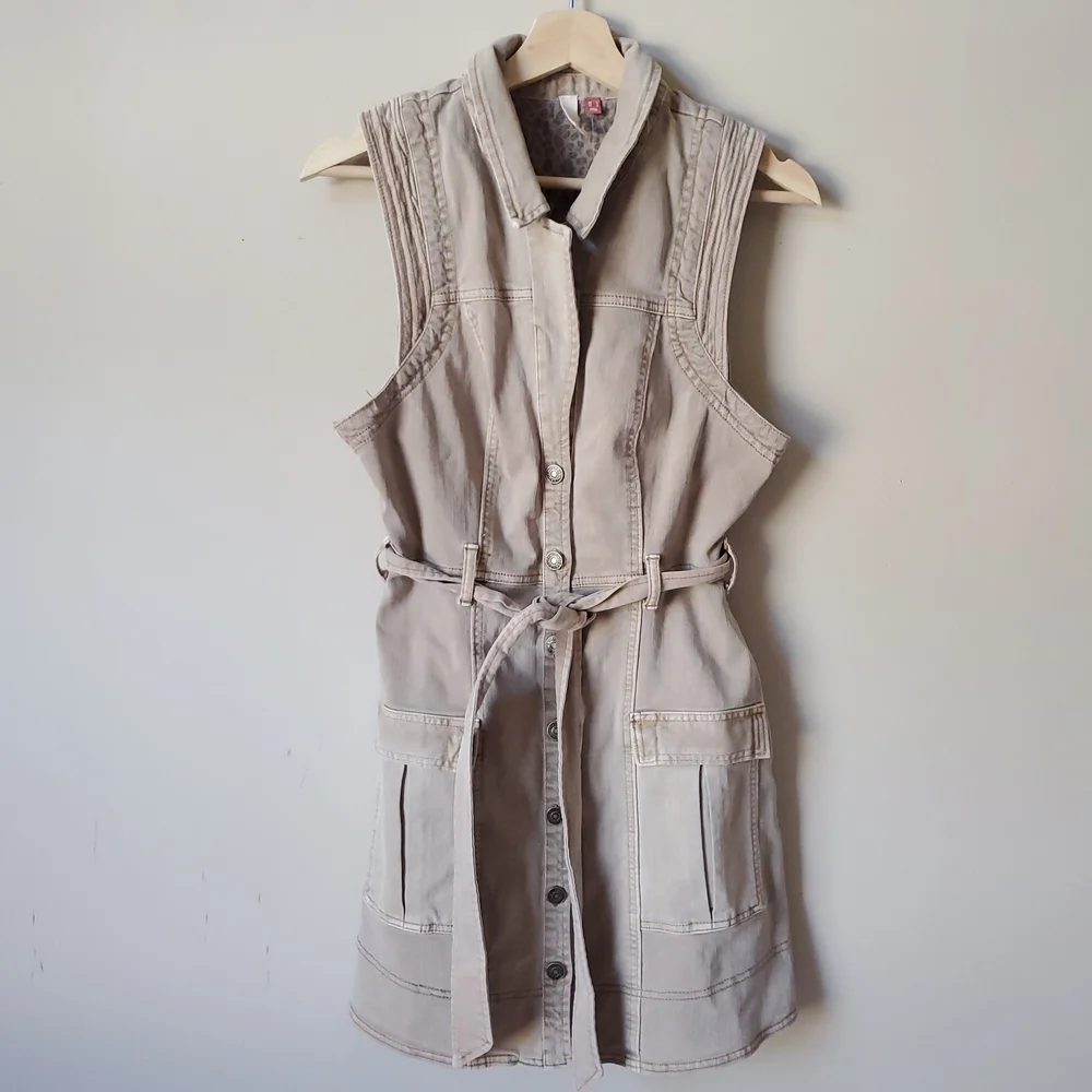 Anthropologie Utility Button Front Belted Mini Dress - Picture 4 of 8